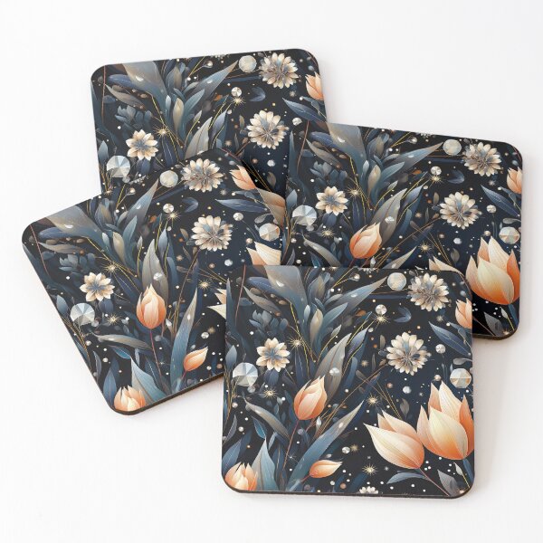 Item preview, Floral Tulip Diamonds Dark Seamless Pattern designed and sold by Leylita Design.
