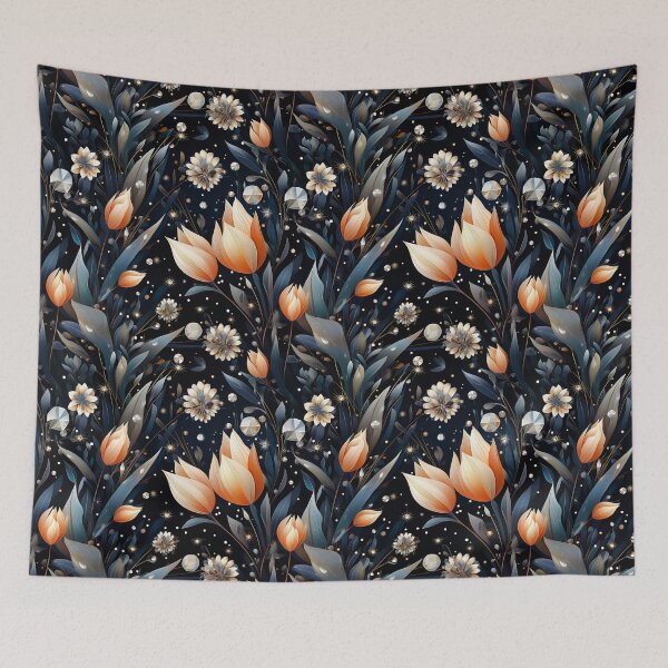 Item preview, Floral Tulip Diamonds Dark Seamless Pattern designed and sold by Leylita Design.