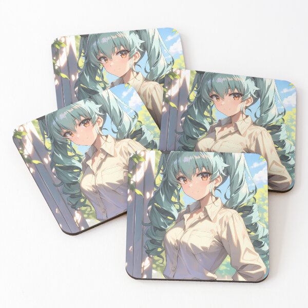 Item preview, Anchovy Girls Und Panzer Teal Twintails Sunny Day Confident Pose designed and sold by SuperTeamCanada.