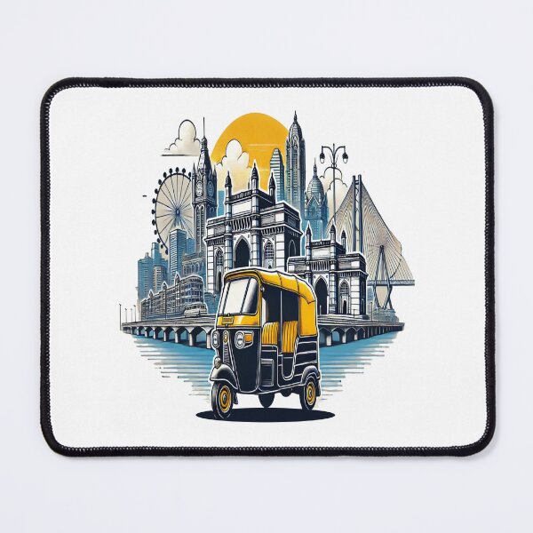 Item preview, Mumbai Auto Rickshaw Skyline | Gateway of India Travel Cityscape Design designed and sold by Globalcitytees.