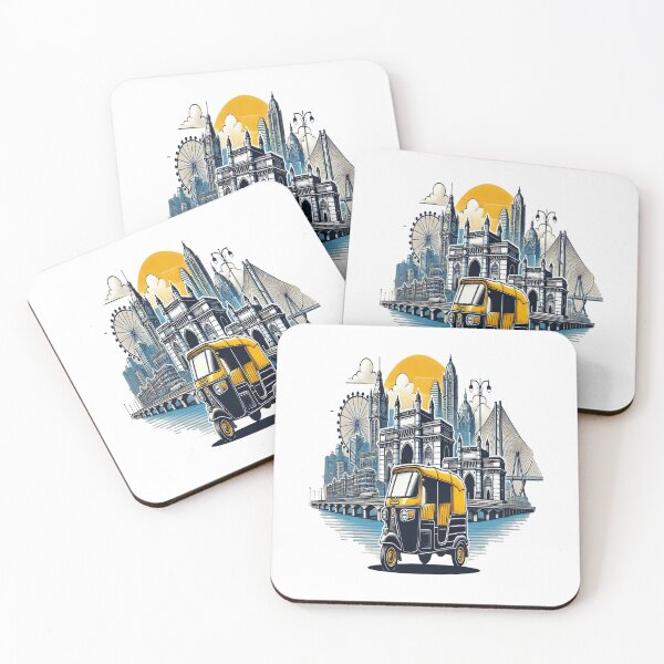 Item preview, Mumbai Auto Rickshaw Skyline | Gateway of India Travel Cityscape Design designed and sold by Globalcitytees.