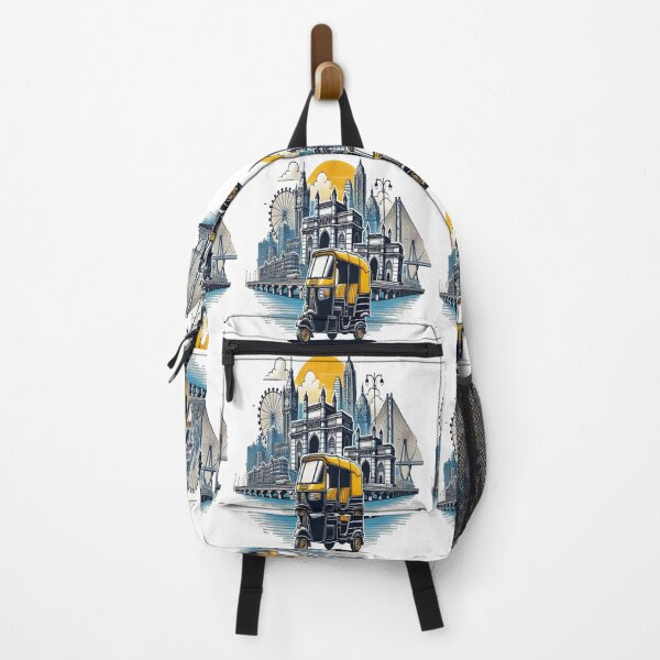 Item preview, Mumbai Auto Rickshaw Skyline | Gateway of India Travel Cityscape Design designed and sold by Globalcitytees.