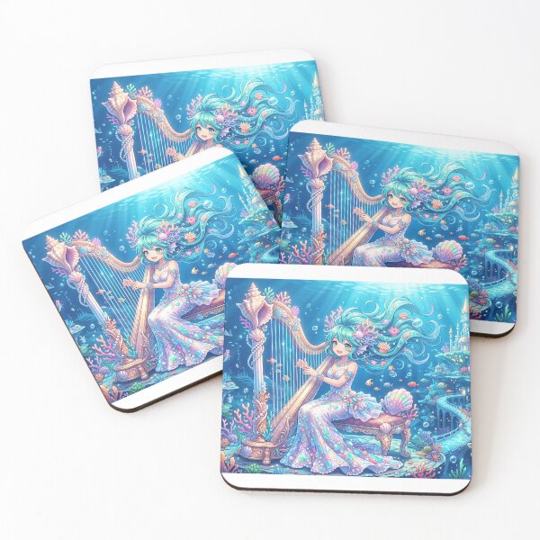 Item preview, The Coral-Reef Bard - Vibrant Undersea Mermaid Fantasy Anime Art designed and sold by iloveanimechibi.