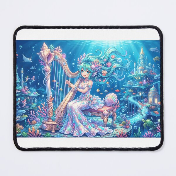 Item preview, The Coral-Reef Bard - Vibrant Undersea Mermaid Fantasy Anime Art designed and sold by iloveanimechibi.