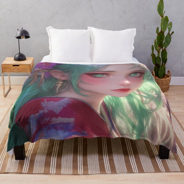 Item preview, Daki Demon Slayer Kimono Teal Hair Floral Bokeh Elegant Pink Glow designed and sold by SuperTeamCanada.