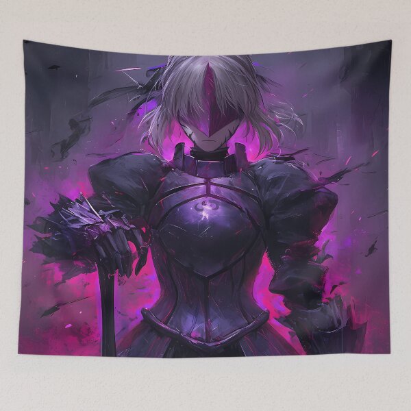 Item preview, Saber Alter Fate Stay Night Dark Knight Armor Purple Glow Shadow Mood designed and sold by SuperTeamCanada.
