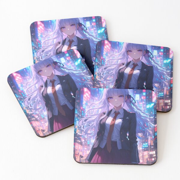 Item preview, Kyoko Kirigiri Danganronpa Lavender Hair Neon City Lights Night Rain designed and sold by SuperTeamCanada.