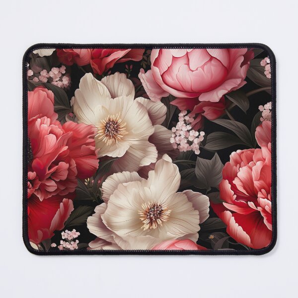 Item preview, Floral pattern with red and white peonies designed and sold by Leylita Design.