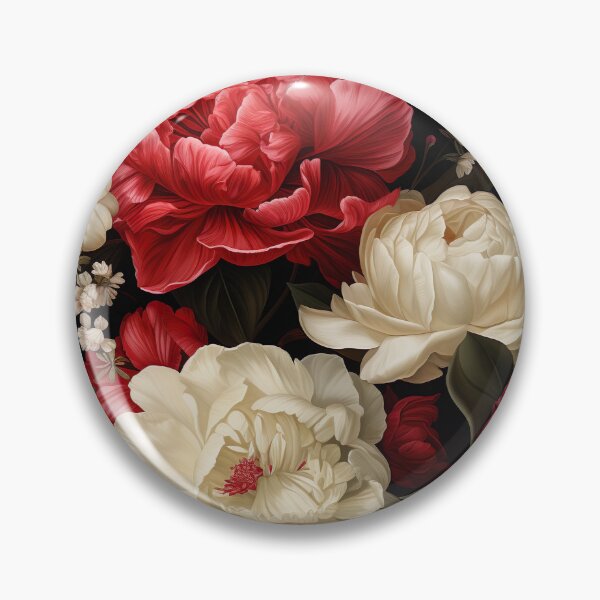 Item preview, Floral pattern with red and white peonies designed and sold by Leylita Design.
