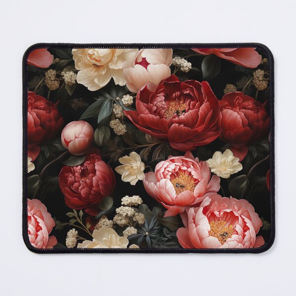 Item preview, Floral pattern with red and white peonies designed and sold by Leylita Design.