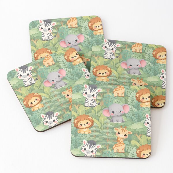 Item preview, Jungle Baby Animals in Green Foliage Seamless Pattern designed and sold by Studio Pico.