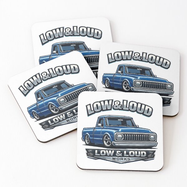 Item preview, Low & Loud Works Custom Blue Classic Pickup Truck - Slammed Shop Truck Art designed and sold by SasquatchTrail.