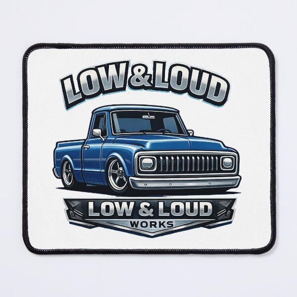 Item preview, Low & Loud Works Custom Blue Classic Pickup Truck - Slammed Shop Truck Art designed and sold by SasquatchTrail.