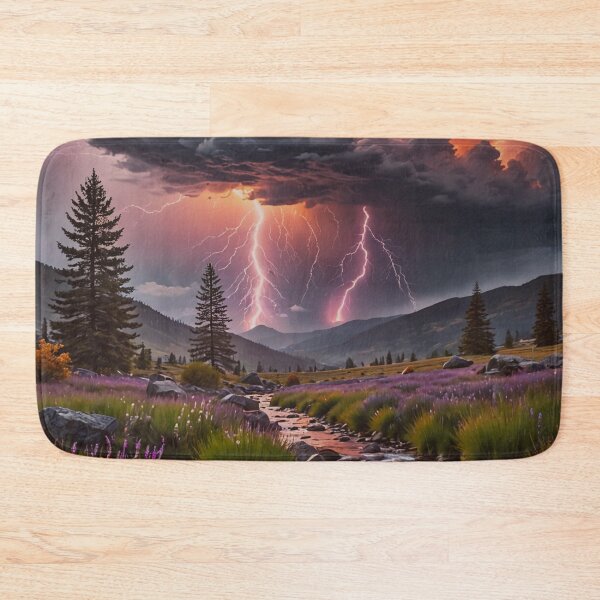 Item preview, Epic Lightning Storm Over Mountain Meadow Wall Art designed and sold by BeautifulVirtues.