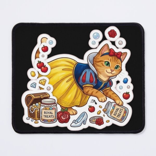 Item preview, Cute Snow White Ginger Cat Princess with Royal Treats Sticker designed and sold by Purely Art Shop.