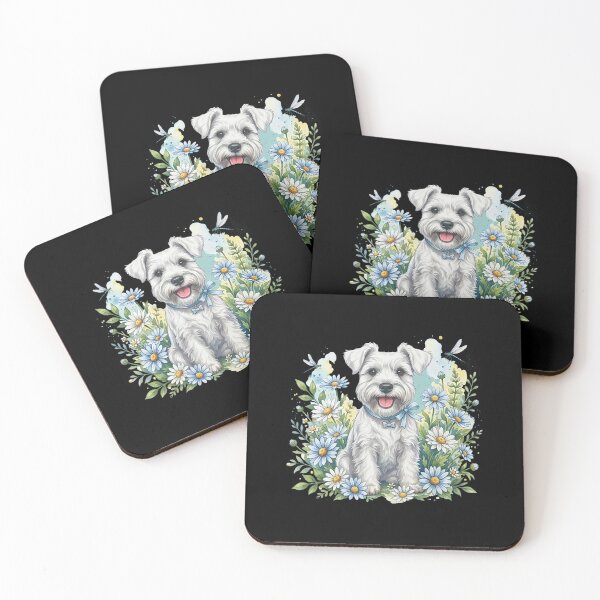 Item preview, White Miniature Schnauzer - Schnauzer Floral- Cottagecore Dog Mom Gif designed and sold by HyphThonia.