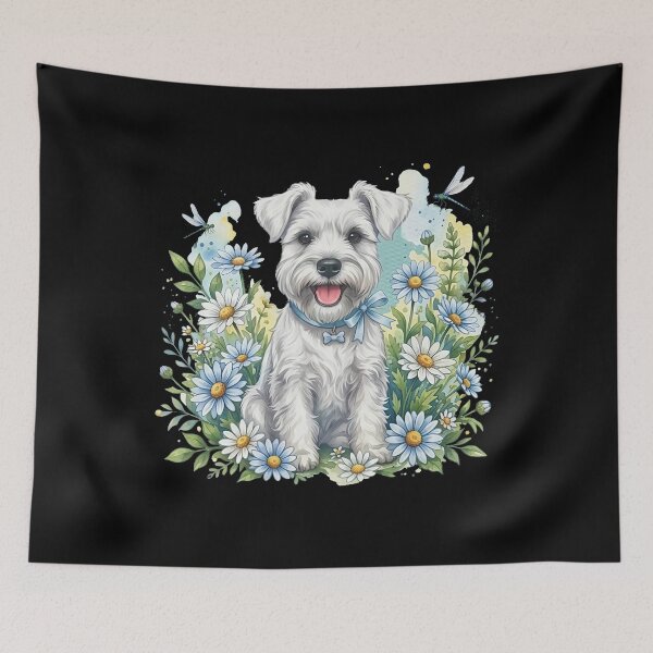 Item preview, White Miniature Schnauzer - Schnauzer Floral- Cottagecore Dog Mom Gif designed and sold by HyphThonia.