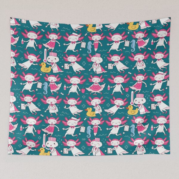 Item preview, Funny Axolotl Nurse Allover Pattern - Colorful Medical Art designed and sold by BestUncommonTee.