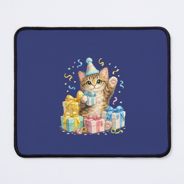 Item preview, birthday cat with gifts designed and sold by PasoaPaso2025.
