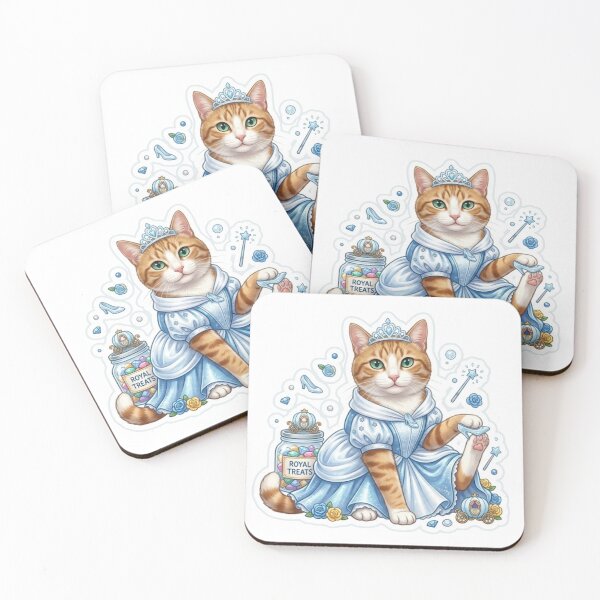 Item preview, Cute Cinderella Ginger Cat Princess with Royal Glass Treats Sticker designed and sold by Purely Art Shop.
