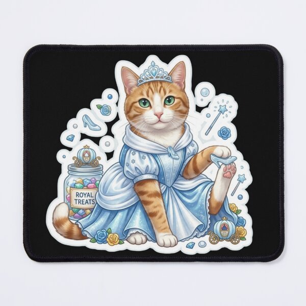 Item preview, Cute Cinderella Ginger Cat Princess with Royal Glass Treats Sticker designed and sold by Purely Art Shop.