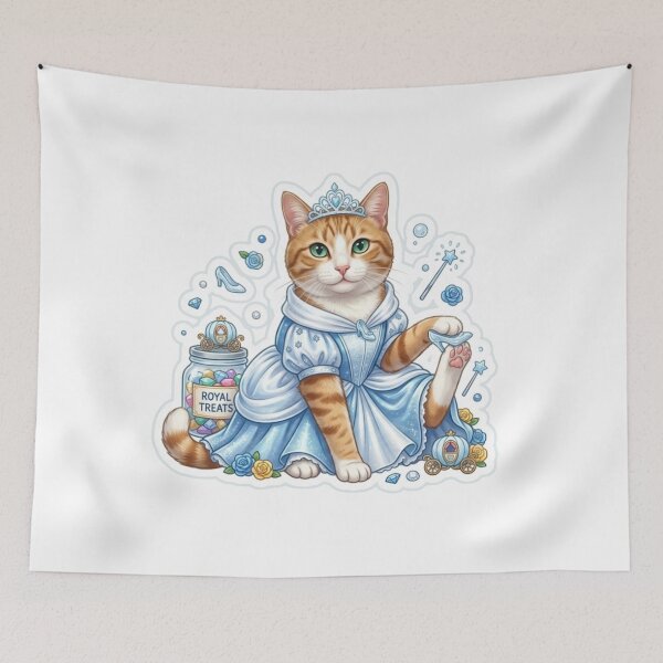 Item preview, Cute Cinderella Ginger Cat Princess with Royal Glass Treats Sticker designed and sold by Purely Art Shop.