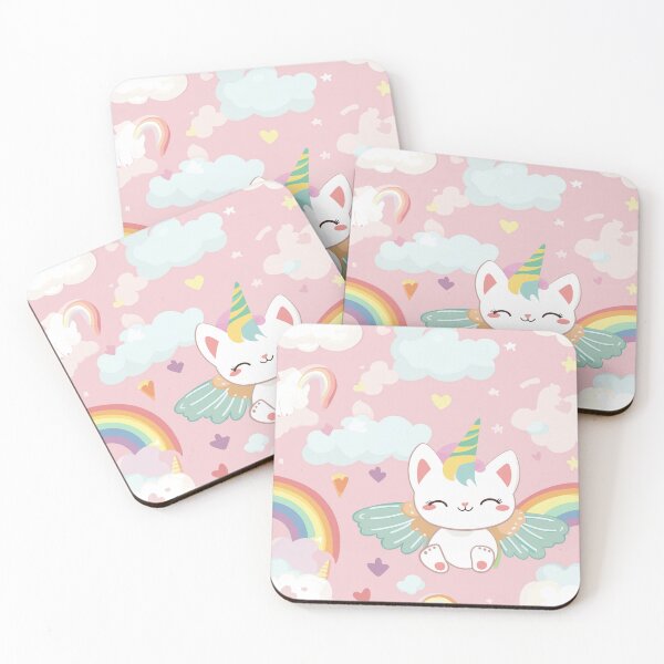Item preview, Cat unicorn, fantasy world, crystal horn. Seamless pattern designed and sold by Leylita Design.