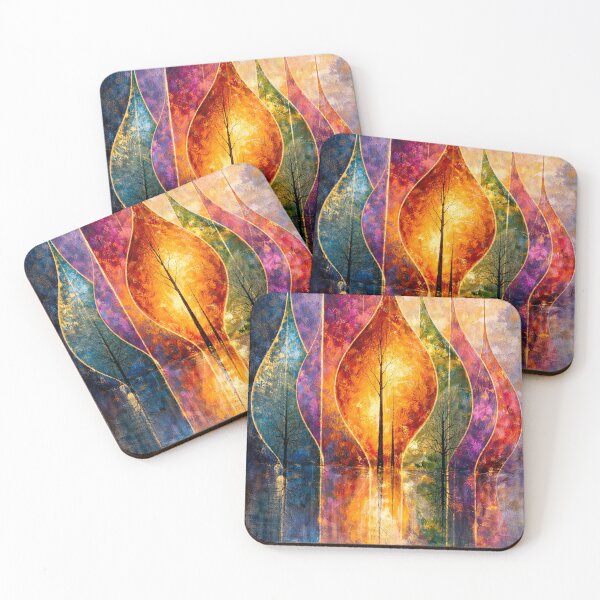 Item preview, Luminous forest with crystalline shapes designed and sold by JcAbstractArt.
