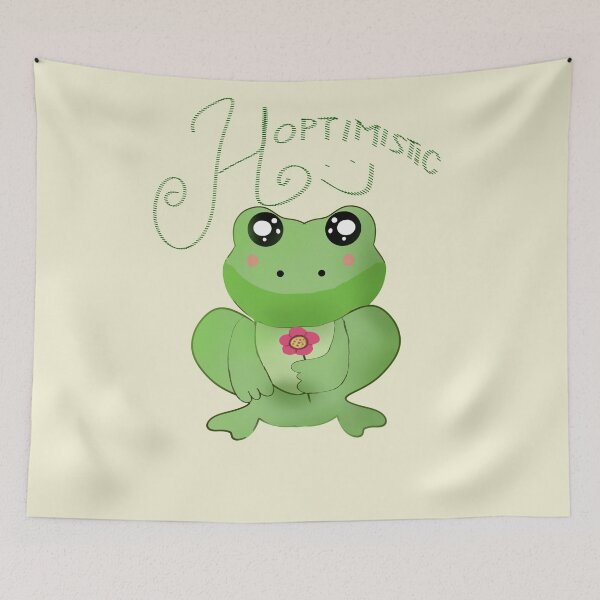 Item preview, Cute Frog Hoptimistic Design, Kawaii Frog With Flower, Positive Quote Frog, Funny Frog Pun Art, Green Aesthetic Animal designed and sold by HopeAndHustle.