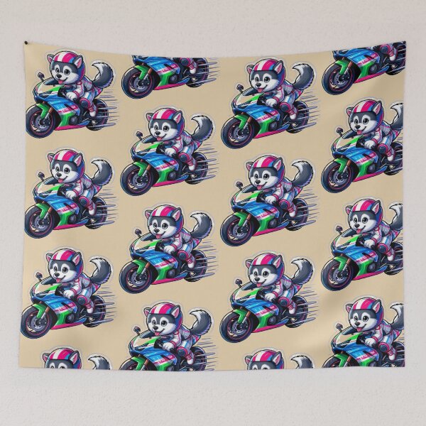 Item preview, Husky Biker Racing-Cute Motorcycle Dog Cartoon Street Style designed and sold by carestazafeli.