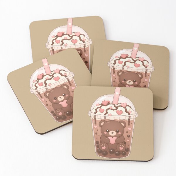 Item preview, Bubble Tea with Kawaii Bear and Pink Heart designed and sold by EsenciaZen.