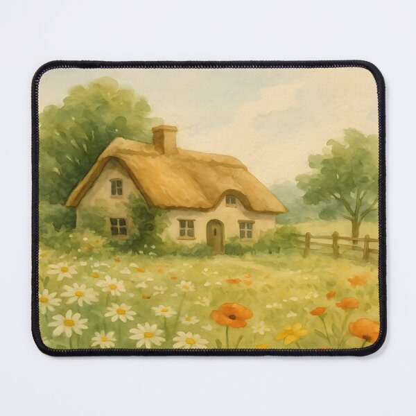 Item preview, Summer Meadow Cottage Soft Floral Landscape Illustration designed and sold by NarjaShop.