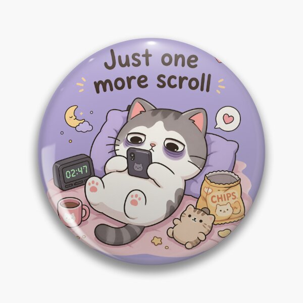 Item preview, Kawaii Cat Night Owl "Just One More Scroll" designed and sold by EsenciaZen.