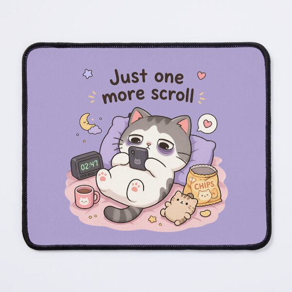 Item preview, Kawaii Cat Night Owl "Just One More Scroll" designed and sold by EsenciaZen.