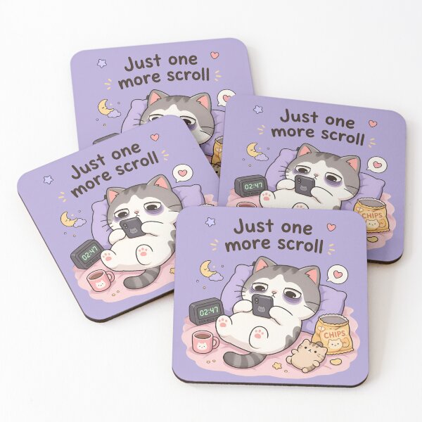 Item preview, Kawaii Cat Night Owl "Just One More Scroll" designed and sold by EsenciaZen.