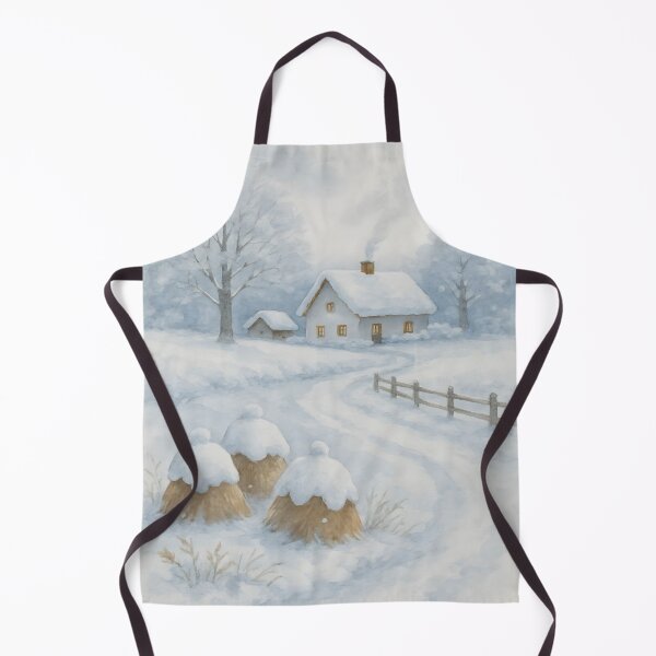 Item preview, Winter Snow Cottage Soft Minimal Landscape Illustration designed and sold by NarjaShop.