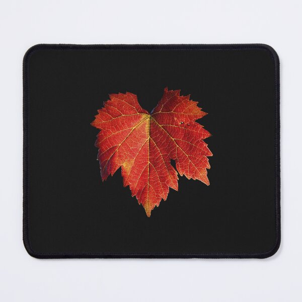 Item preview, Fiery Red Autumn Grapevine Leaf Black Background designed and sold by MagpieSprings.