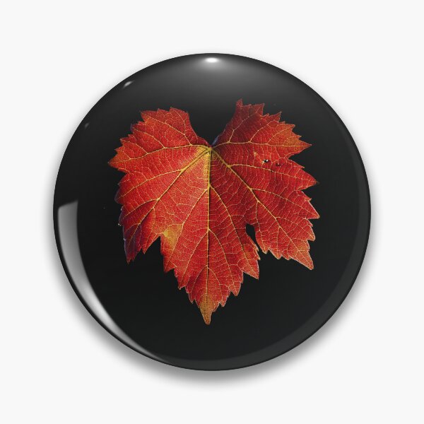 Item preview, Fiery Red Autumn Grapevine Leaf Black Background designed and sold by MagpieSprings.