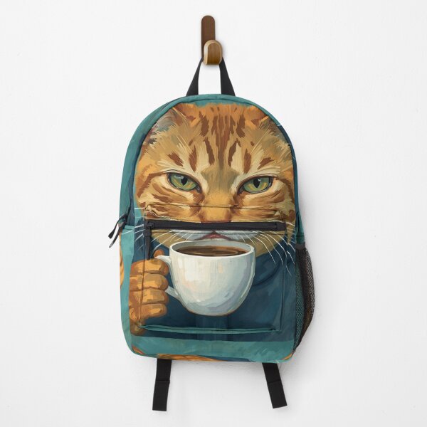 Item preview, Orange Cat Sipping Coffee Impressionist Painting designed and sold by EschatonGarden.