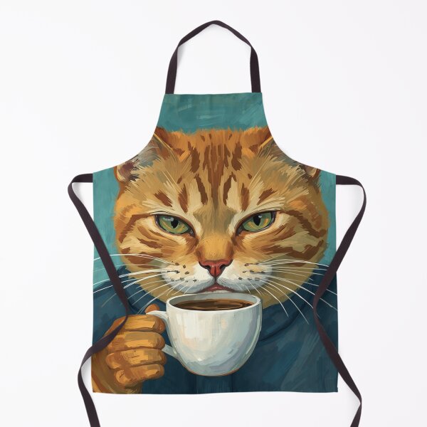Item preview, Orange Cat Sipping Coffee Impressionist Painting designed and sold by EschatonGarden.