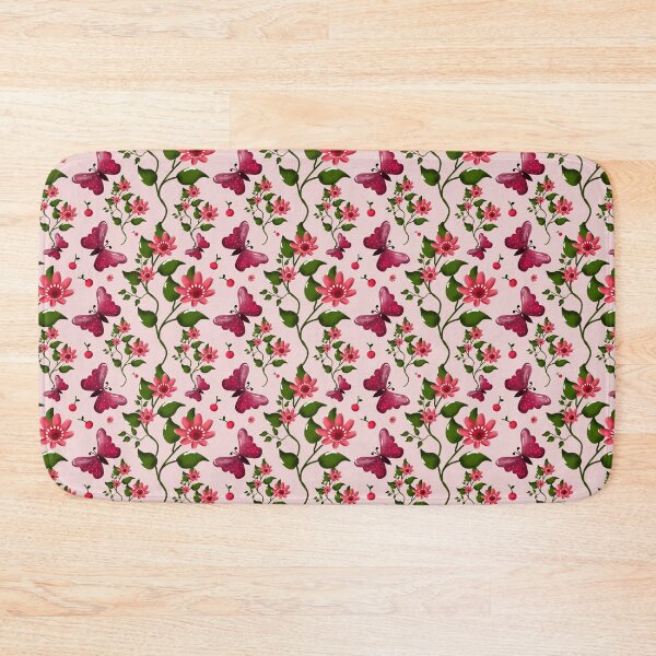 Item preview, Cute Cherry Butterfly Pattern, Glossy Kawaii Fruit Floral Seamless Design, Pink Aesthetic Summer Cute Pattern designed and sold by HopeAndHustle.