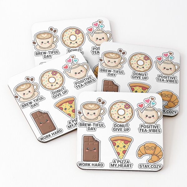 Item preview, Kawaii Coffee Shop Sticker Pack - Cute WFH Coffee and Snack Doodles designed and sold by SimpleP.