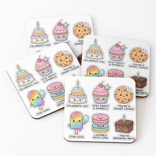 Item preview, Cute Kawaii Birthday Dessert Stickers - Celebration Cupcake & Cake Pack designed and sold by SimpleP.