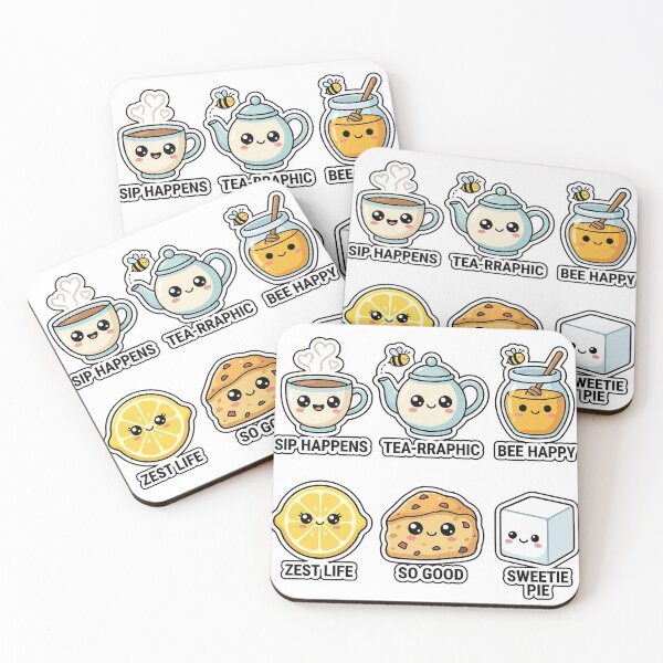 Item preview, Kawaii Tea Time Sticker Set - Cute Teapot and Honey Doodles designed and sold by SimpleP.
