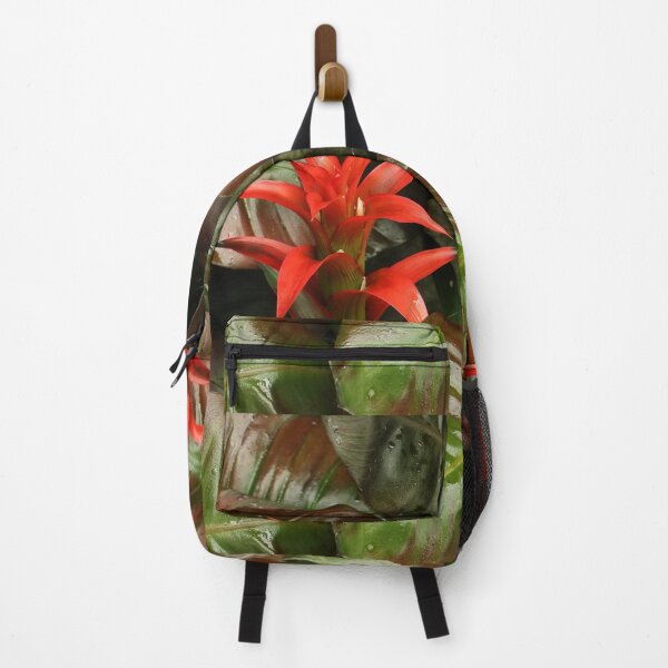 Item preview, Red Guzmania Osyana Bromeliad Among Lush Leaves designed and sold by Anjuna Sainath.