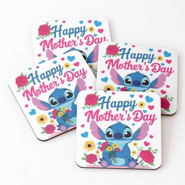 Item preview, Happy Mother's Day, cute Stitch with flowers and hearts designed and sold by nicnacc.