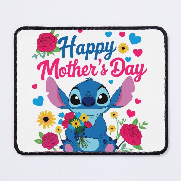 Item preview, Happy Mother's Day, cute Stitch with flowers and hearts designed and sold by nicnacc.