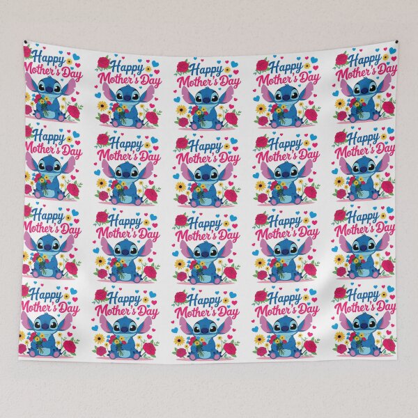 Item preview, Happy Mother's Day, cute Stitch with flowers and hearts designed and sold by nicnacc.
