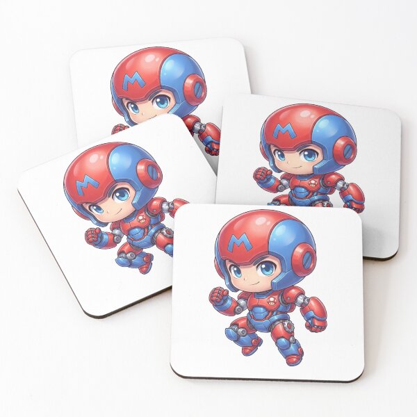 Item preview, Cute Red Blue Chibi Robot Mascot – Futuristic Mini Hero Character designed and sold by Dospart.