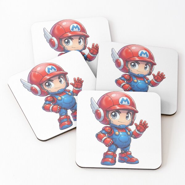 Item preview, Cute Red Blue Chibi Robot Mascot – Futuristic Mini Hero Character designed and sold by Dospart.